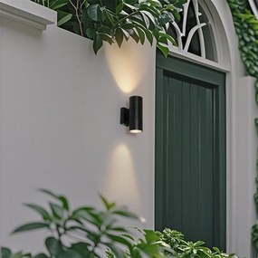 Candeeiro de parede exterior moderno preto 2-luzes AR70 IP44 - Duo
