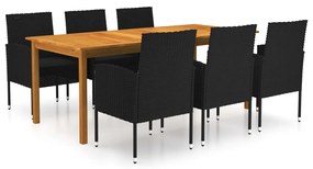 vidaXL 7 pcs conjunto de jantar para jardim preto