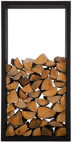 Suporte para lenha Irving em aço inoxidável 50 x 100 x 40 cm Preto