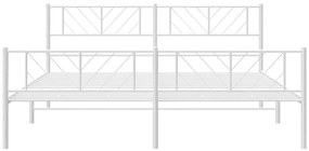 Estrutura de cama com cabeceira e pés 193x203 cm metal branco