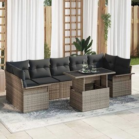 vidaXL Conjunto de Sofá de Jardim com Almofadas Cinza Rattan Poliéster