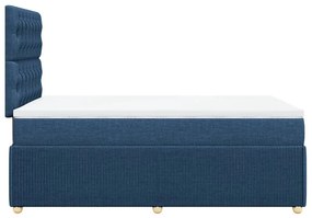 Cama boxspring com colchão 120x190 cm tecido azul