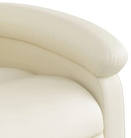 Poltrona reclinável de massagens couro artificial cor creme