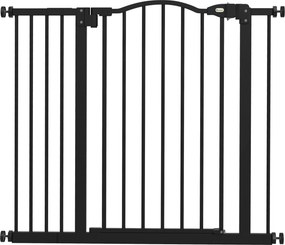 Barreira de Segurança para Cães com Largura Ajustável 74-94 cm e Extensão para Escadas e Portas Preto