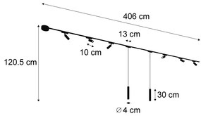 LED Sistema de iluminação de trilho com 6 focos e 2 pendentes pretos monofásicos - Magnetic Samson Cassie Moderno