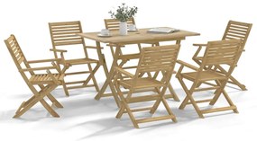 7 pcs conjunto de jantar para jardim madeira de acácia maciça