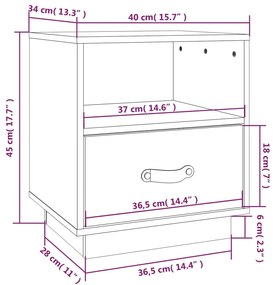 Mesa de cabeceira 40x34x45 cm pinho maciço castanho mel