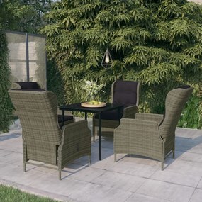 vidaXL 5 pcs conjunto de jantar para jardim castanho