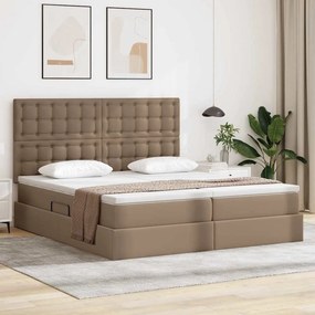vidaXL Cama com arrumação e LED com cabeceira Cappuccino 200 x 200 cm