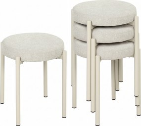 Conjunto de 4 Bancos Redondos sem Encosto (MESA NÃO INCLUIDA), 45 x 45 x 47,5 cm, Empilháveis, Cremes