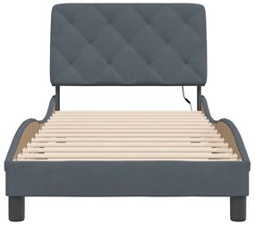 Estrutura de cama c/ luzes LED 90x200 cm veludo cinza-escuro