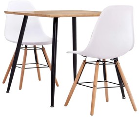 vidaXL 3 pcs conjunto de jantar plástico branco