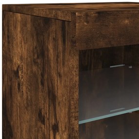 Aparador com luzes LED 123x37x67 cm carvalho fumado
