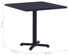 Mesa de jardim 80x80x75 cm preto