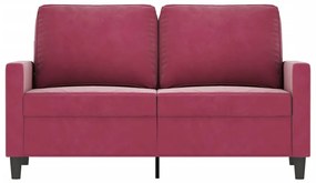 Sofá de 2 lugares veludo 120 cm vermelho tinto