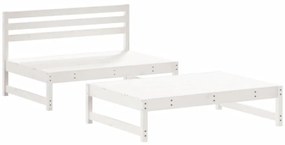 2pcs conjunto lounge jardim c/ almofadões madeira maciça branco