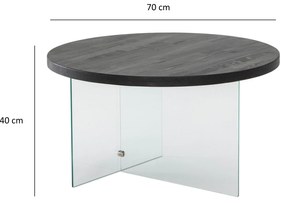 Mesa de Centro Serenity – Antracite e Transparente – 70 cm x 40 cm