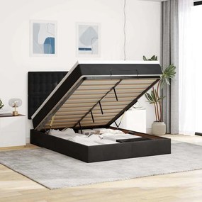 vidaXL Estrutura de cama otomana com colchões 140x200 cm veludo preto