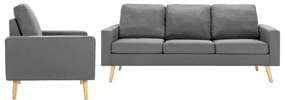 vidaXL 2 pcs conjunto de sofás tecido cinzento-claro