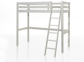 Cama alta de Criança PINO 90 x 200 cm + estrado + escada + armário com 2 portas + sofá-cama Branca