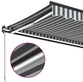 Toldo retrátil manual com luzes LEDs 450x350cm antracite/branco