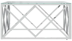 Mesa de centro 80x80x40 cm aço inoxidável e vidro