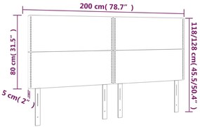 Cabeceira de cama c/ LED veludo 200x5x118/128 cm cinza-escuro