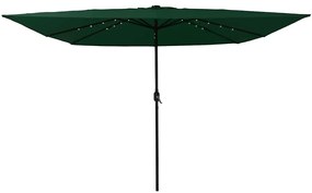 Guarda-Sol Quadrado com Luzes LED 295 x 245 cm Verde