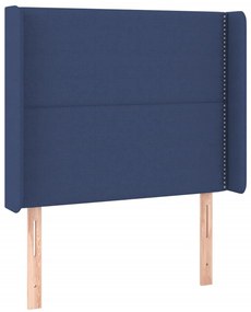 Cama box spring c/ colchão e LED 90x200 cm tecido azul