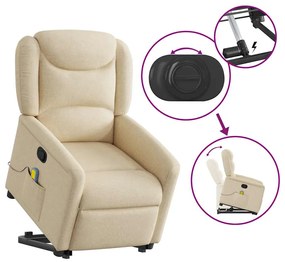Poltrona elevatória de massagens tecido cor creme