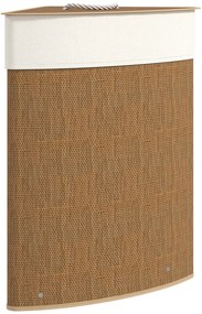 Cesto para Roupa Suja de Bambu de 55L com Tampa e Asa Saco Extraível e Lavável para Casa de Banho Quarto, 35x35x60 cm Castanho