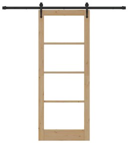 Conjunto de Porta Deslizante vidaXL com Hardware 83x211 cm Madeira Sól