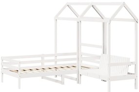 Conj. sofá-cama e banco c/ telhado 90x200cm pinho maciço branco