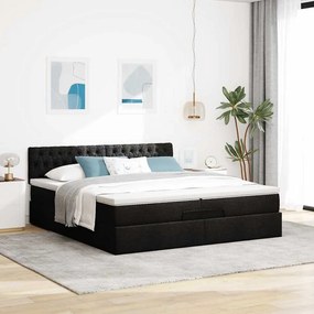 Estrutura de cama otomana com colchão 200x200 cm tecido preto