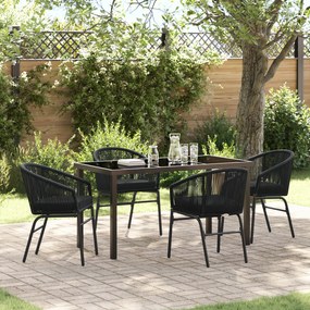 vidaXL Conjunto de Jantar de Jardim com 5 Peças - Vime sintético chique na cor preta