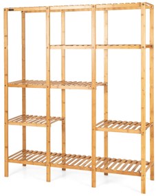 Suporte para plantas de bambu de 9 níveis com suporte para pendurar