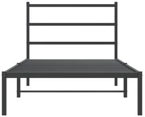 Estrutura de cama com cabeceira 100x190 cm metal preto