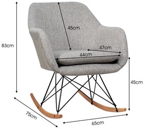 Cadeira de baloiço com encosto alto e apoio de braço ergonômico Cadeira de amamentação individual para varanda sala de estar quarto 65 x 75 x 83 cm ci