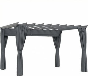 Outsunny Pérgola aprox. 3,6x3 m Pavilhão de Jardim Cobertura de Terraço em Alumínio Pavilhão de Jardim com Teto Ajustável Cinza Escuro | Aosom Portugal