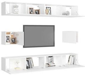 6 pcs conjunto de móveis de TV contraplacado branco