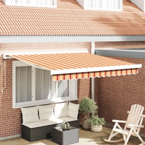 vidaXL Toldo Retrátil Manual Amarelo e Laranja 300x250 cm