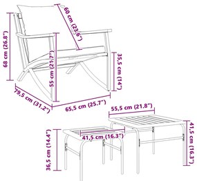 4 pcs conjunto mobiliário de varanda com almofadões aço preto