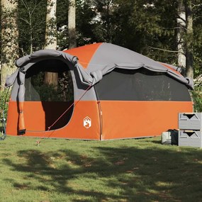 vidaXL Tenda familiar túnel p/ 6 pessoas impermeável cinza/laranja