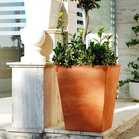 Vaso de flores colorido quadrado Polietileno CASA, JARDIM, RESTAURANTE, BAR  CALENDULA 50 RUSTIC (52x52x63 cm) - Castanho