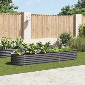 Canteiro elevado de jardim aço galvanizado 320x80x44cm cinzento