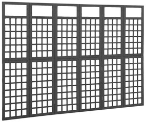Biombo/treliça 6 painéis abeto maciço 242,5x180 cm preto