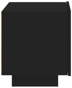Mesa de cabeceira com luzes LED 70x36x40,5 cm preto