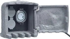 vidaXL Unidade com 2 tomadas para jardim resina de poliéster cinzento