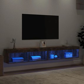 Móveis de TV com luzes LED 2 pcs 100x30x30 cm carvalho fumado