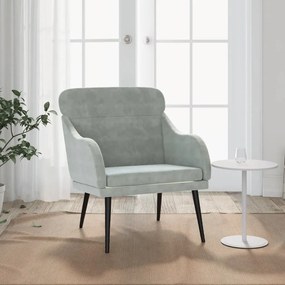 Cadeira com apoio de braços 63x76x80 cm veludo cinzento-claro